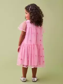 Vestido em tule flocado com borboletas - comprar online