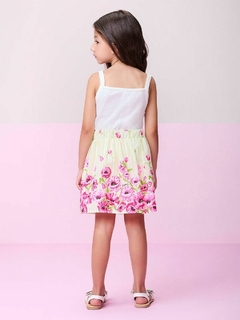 Conjunto Blusa de laise com babado e saia floral na internet
