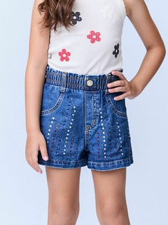 Shorts jeans com strass - loja online
