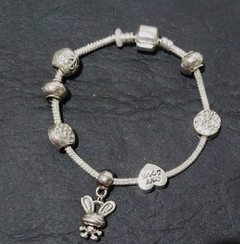 Pulseira P/ Berloques de Aço Inox Banhada a Prata - (Estilo Pandora)
