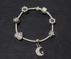 Pulseira P/ Berloques de Aço Inox Banhada a Prata - (Estilo Pandora) - Lucca Store