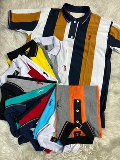 Kit 6 Camisas Polo Elastano Listrada Bordada - comprar online