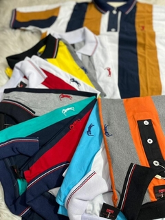 Kit 6 Camisas Polo Elastano Listrada Bordada