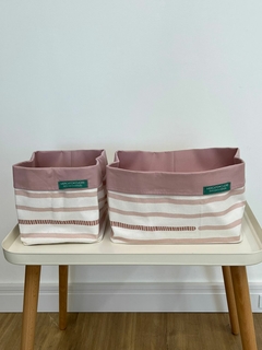 Cesto Quadrado P Estampa Bernúncia Rosa com Rosa - comprar online
