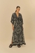 Vestido FARM Longo Manga Estampado Borbolina