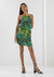 Vestido Curto Halter Neck Em Viscose Estampado