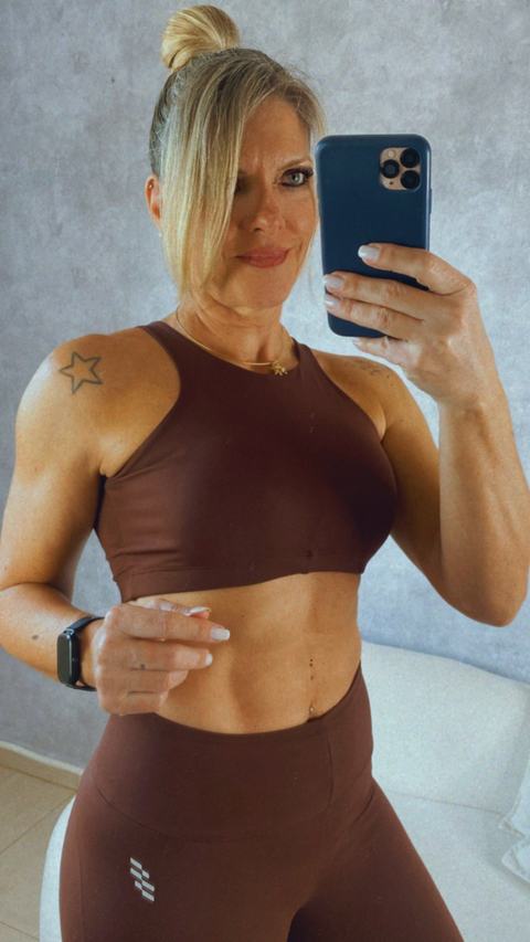 Conjunto Legging Cós alto em Poliamida Croped c/bojo removível - comprar online