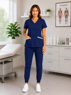 Ambo Mujer Modelo AURA Elastizado Premium AZUL MARINO