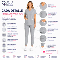 Ambo Mujer Modelo AURA Elastizado Premium GRIS CLARO en internet