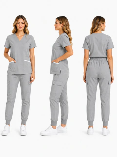 Ambo Mujer Modelo AURA Elastizado Premium GRIS CLARO - comprar online