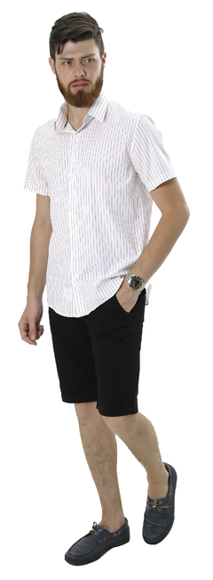 Camisa Jowef Manga Curta Listras Branca