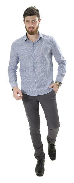 Camisa Jowef Linho Azul Acizentado