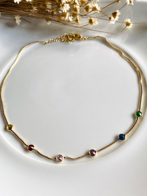 Choker com Cristais Coloridos