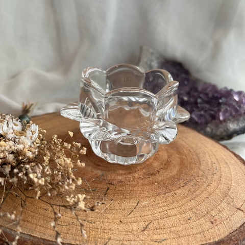 Porta Vela Castiçal de Vidro Flor (com saia) - 6cm