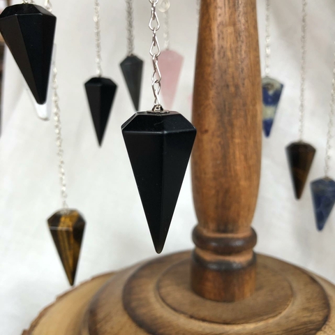 Pêndulo de Cristal Natural - Obsidiana