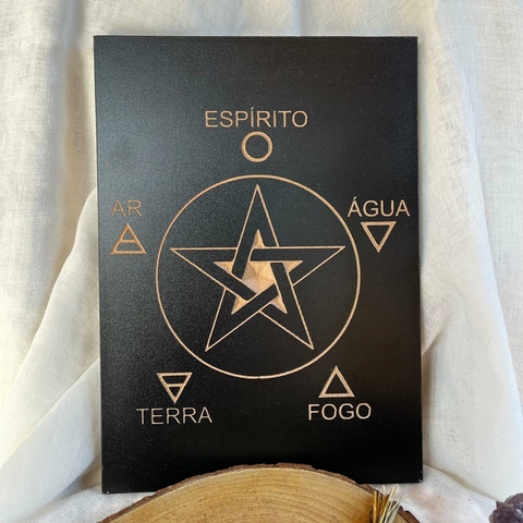 Quadro de MDF Pentagrama Retangular (preto)