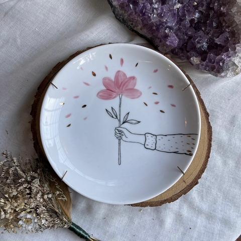 * Prato ''Flor Rosa'' 15,5cm - Casa Verdinha