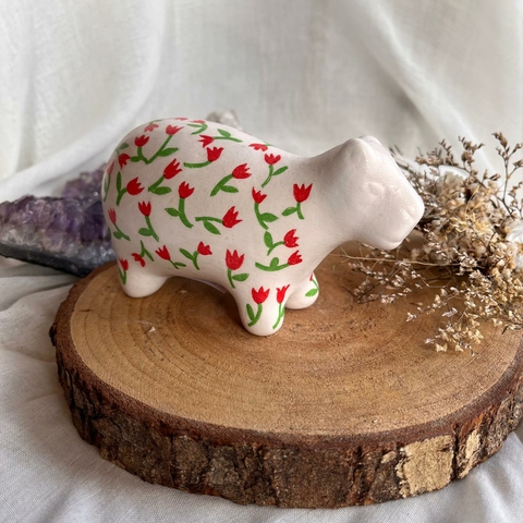 * Capivara de gesso decoupage 13cm - Misan Artesanato