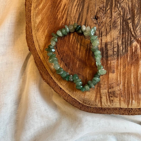 Pulseira Pedra Natural Cascalho - Quartzo Verde