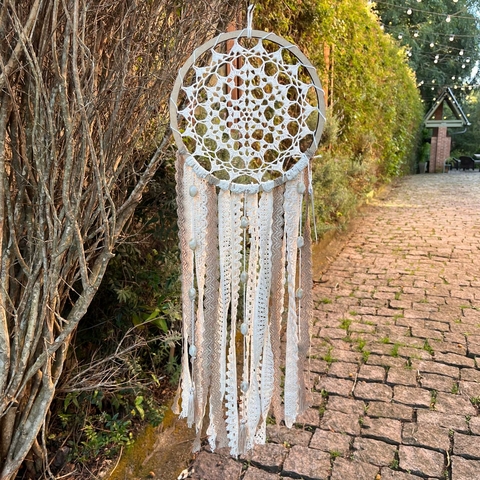 * Filtro dos Sonhos Neutro com pedraria (25cm) - Santo Astral
