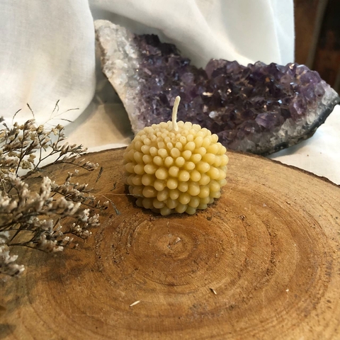 * Vela Cactus Bolinha (cera de abelha) - Colmeia de Luz