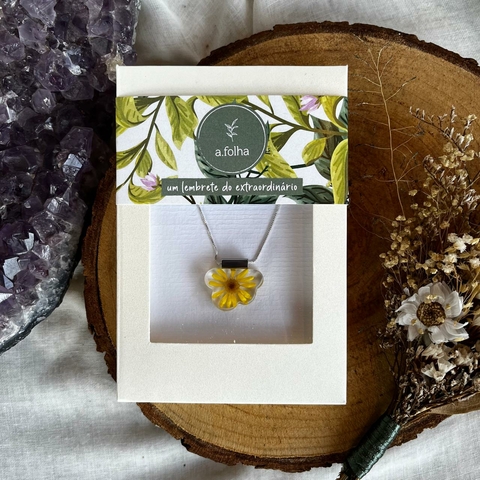* Colar Margarida Amarela Nuvem Médio 45cm (Prata 925) - A Folha