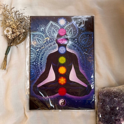 Quadro Yogui e Chakras Ying Yang - 29cm