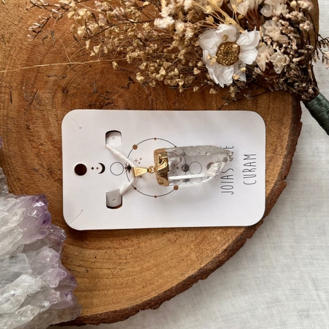 Pingente Quartzo Transparente Ponta Bruta- Joias que Curam