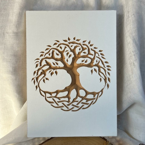 Quadro de MDF Árvore da Vida Retangular (branco)