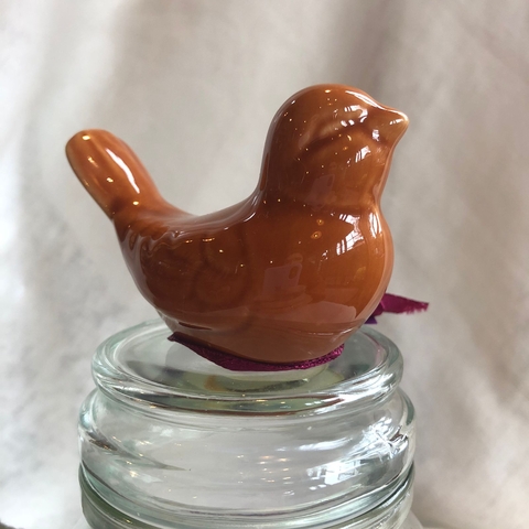 * Pote de Vidro com Detalhe em Cerâmica (Pássaro - P) - Artha Cerâmica