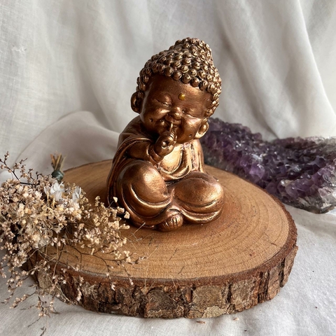* Buda da Sabedoria de Gesso Dourado - Misan Artesanato