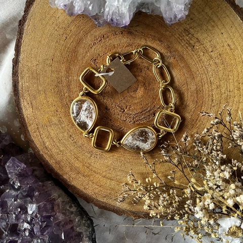 Pulseira Folheada a Ouro de Cristais - variados
