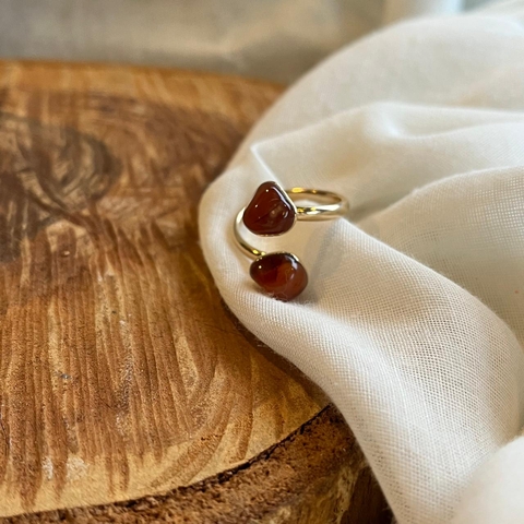 Anel Cornalina Duplo Metal - Joias que Curam