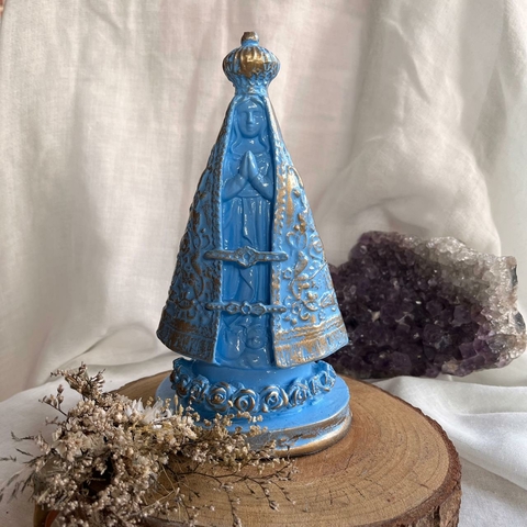* Nossa Senhora Aparecida Pintada 20cm (azul) - Misan Artesanato