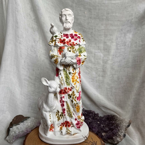 * São Francisco Gesso com alce 30cm - Misan Artesanato