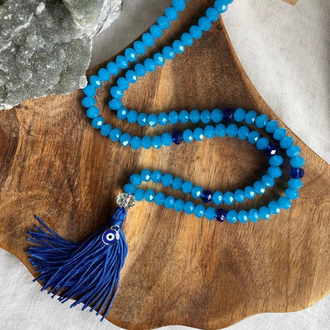 * Japamala Azul Olho Grego Cristal de Vidro - Ananda Aromas