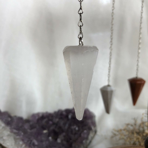 Pêndulo de Cristal Natural - Selenita