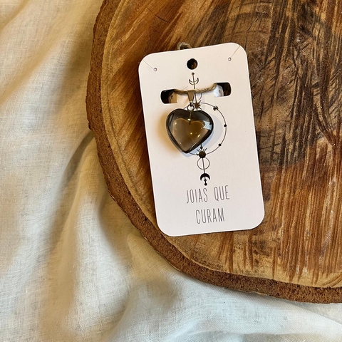 Pingente Quartzo Fumê Coração - Joias que Curam