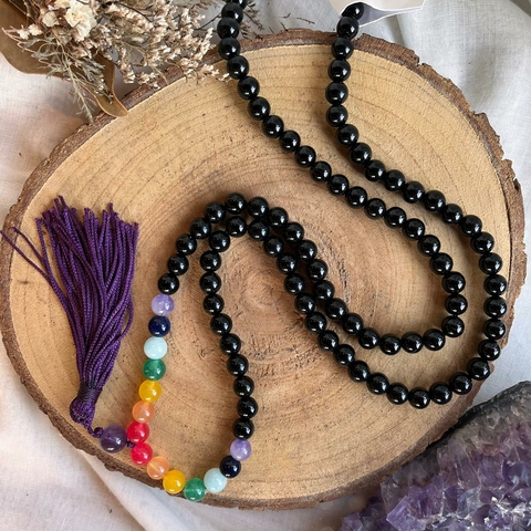 * Japamala Ágata Preta e 7 Chakras - Arte Milenar