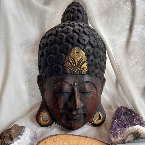 Cabeça de Buda de parede madeira (Indonesia) 35cm