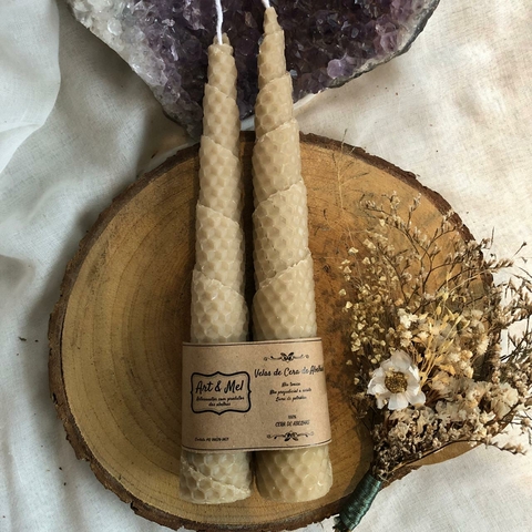 * Kit com 2 velas compridas espiraladas 20cm (Kit G) - Art e Mel