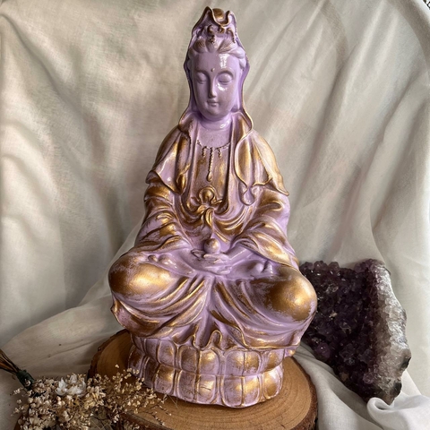 * Estátua de Gesso Kuan Yin 30cm (cores) - Misan Artesanato