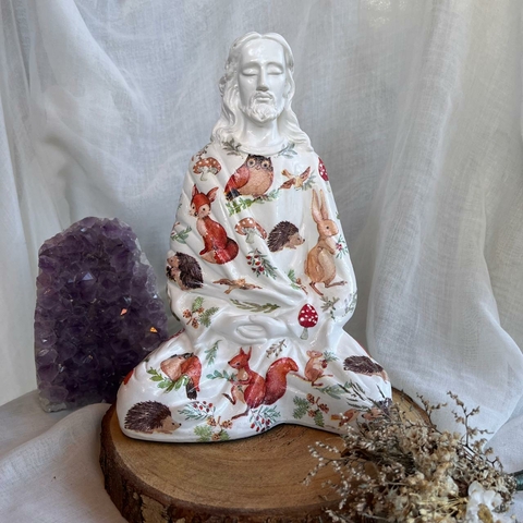 * Jesus Meditando de Gesso 23cm (cores) - Misan Artesanato