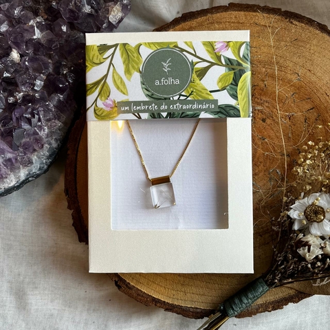 * Colar Dente-de-Leão Quadrado Mini 45cm (Folheada a Ouro) - A Folha
