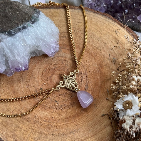 * Head Piece Alma Dourado com Ametista - Luz Mengatto