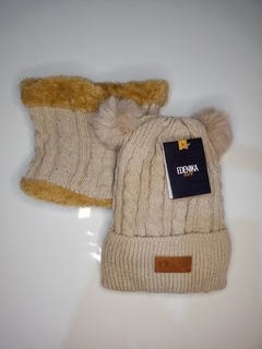 Gorro + Cuello Polar Tejido Doble Abrigo infantil (liso)
