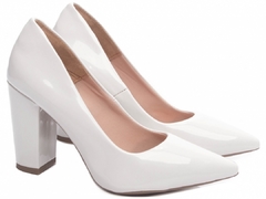 Scarpin salto bloco Verniz Off White TCL-2025-00C