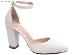 SAPATO SCARPIN Croco e Napa Off White TCL-2025-40B - Menina Refinada