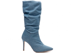 Bota Franzida Feminina Tecido Jeans na Cor Azul; TCL-900-903A na internet