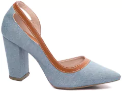 Sapato boneca jeans Azul e Napa Caramelo; TCL-9200-107A
